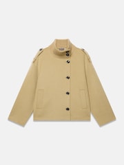 Mint Velvet Green Wool Blend Hand Finished Funnel Neck Jacket - Image 7 of 8