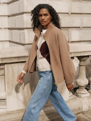Mint Velvet Brown Wool Blend Hand Finished Bomber Jacket - Image 2 of 7