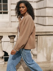 Mint Velvet Brown Wool Blend Hand Finished Bomber Jacket - Image 3 of 7