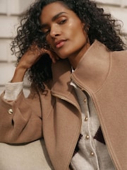 Mint Velvet Brown Wool Blend Hand Finished Bomber Jacket - Image 4 of 7