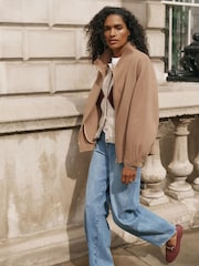 Mint Velvet Brown Wool Blend Hand Finished Bomber Jacket - Image 5 of 7