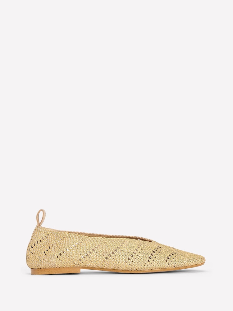 Boden Gold Knitted Ballet Flats - Image 1 of 4 Boden Gold Knitted Ballet Flats - Image 1 of 4