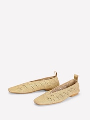 Boden Gold Knitted Ballet Flats - Image 2 of 4