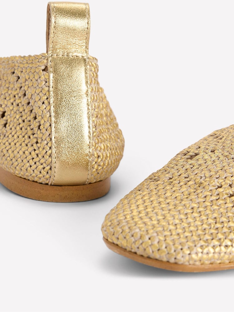 Boden Gold Knitted Ballet Flats - Image 4 of 4 Boden Gold Knitted Ballet Flats - Image 4 of 4