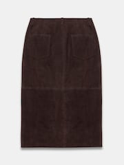 Mint Velvet Brown Suede Pencil Midi Skirt - Image 8 of 8