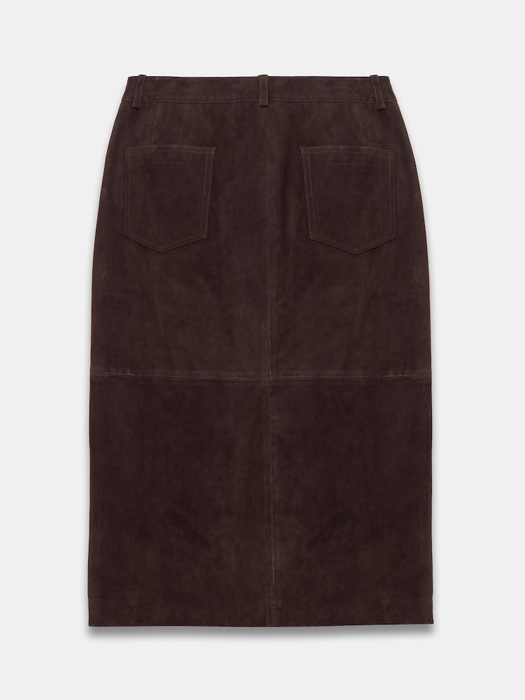 Mint Velvet Brown Suede Pencil Midi Skirt - Image 8 of 8 Mint Velvet Brown Suede Pencil Midi Skirt - Image 8 of 8