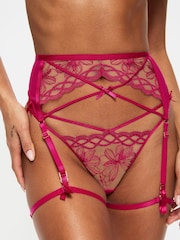 Ann Summers Pink Make You Mine Floral Embroidery Suspender Belt - Image 1 of 4
