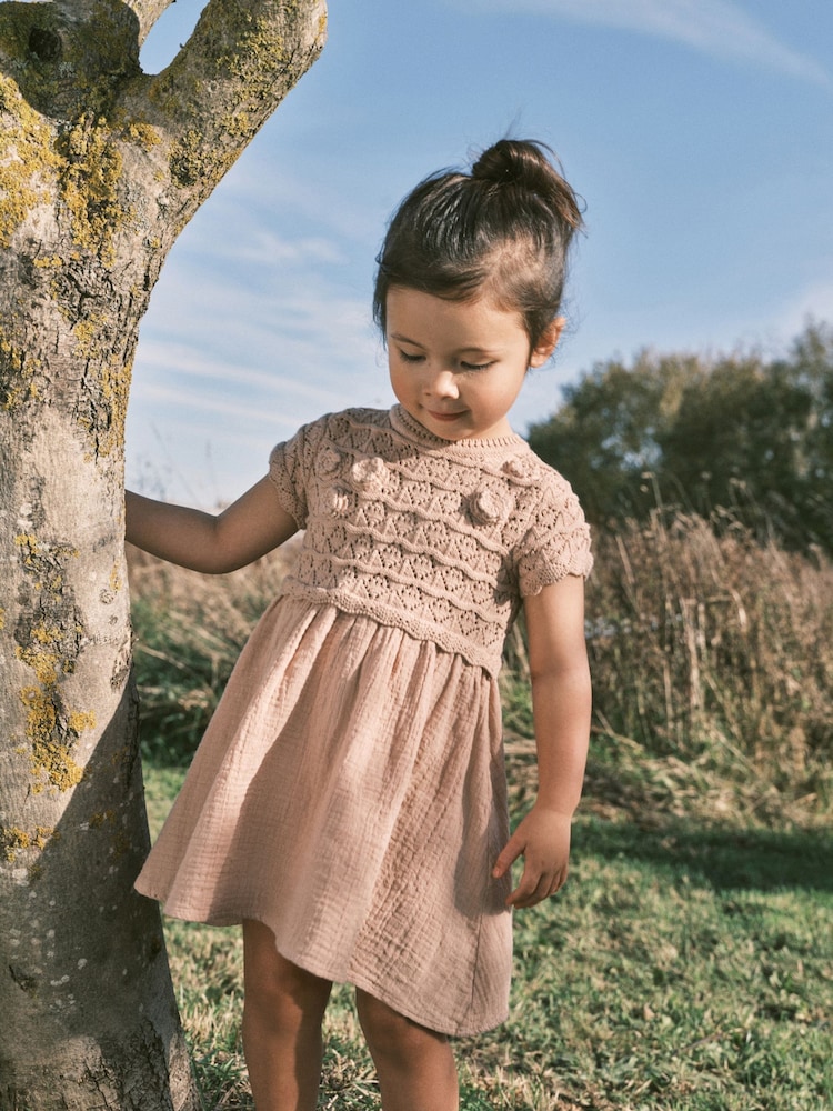 Neutral Crochet Flower Dress (3mths-7yrs) - Image 1 of 13