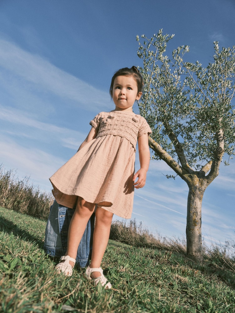 Neutral Crochet Flower Dress (3mths-7yrs) - Image 2 of 13