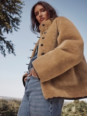 Mint Velvet Brown Faux Fur Toggle Jacket - Image 2 of 8