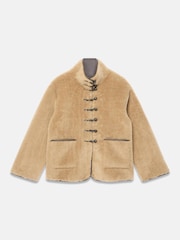 Mint Velvet Brown Faux Fur Toggle Jacket - Image 7 of 8