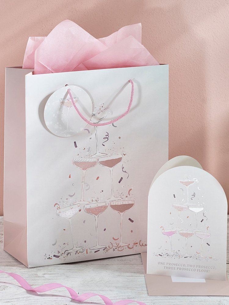 Silver Prosecco Gift Bag and Card Set - Image 1 of 3