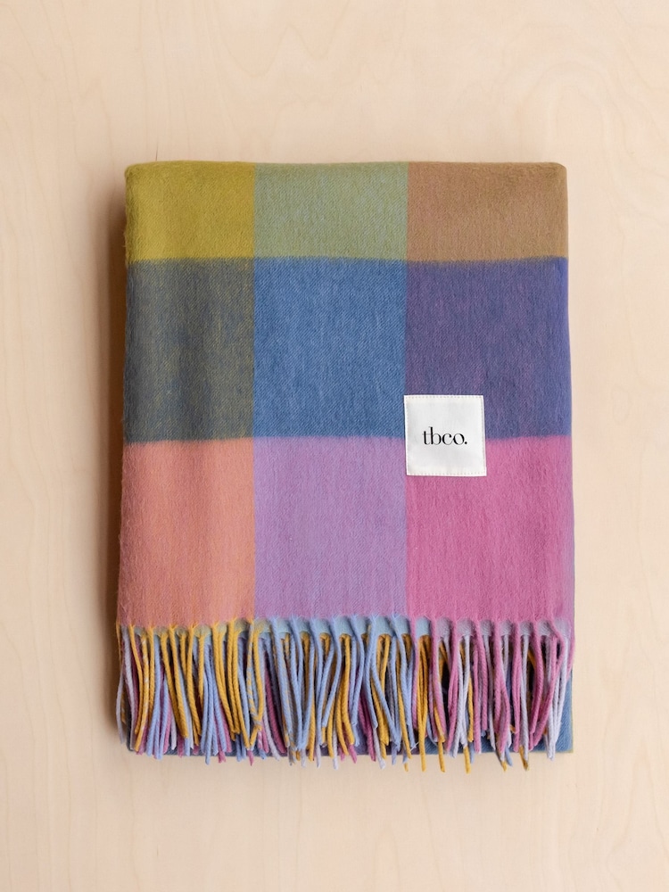 TBCo Pink Geo Lambswool Blanket - Image 2 of 3 TBCo Pink Geo Lambswool Blanket - Image 2 of 3