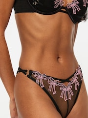 Ann Summers Black Sweet Embrace Bow Embroidery Brazilian Knickers - Image 2 of 2