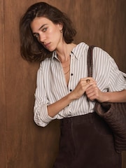Mint Velvet Brown Stripe Shirt - Image 1 of 8