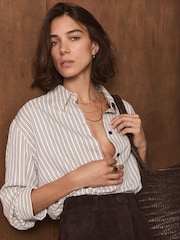 Mint Velvet Brown Stripe Shirt - Image 5 of 8