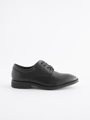 Black School Leather Plain Front  Lace-Up Shoes - Image 2 of 9
