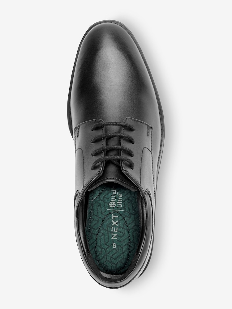Black School Leather Plain Front  Lace-Up Shoes - Image 4 of 9