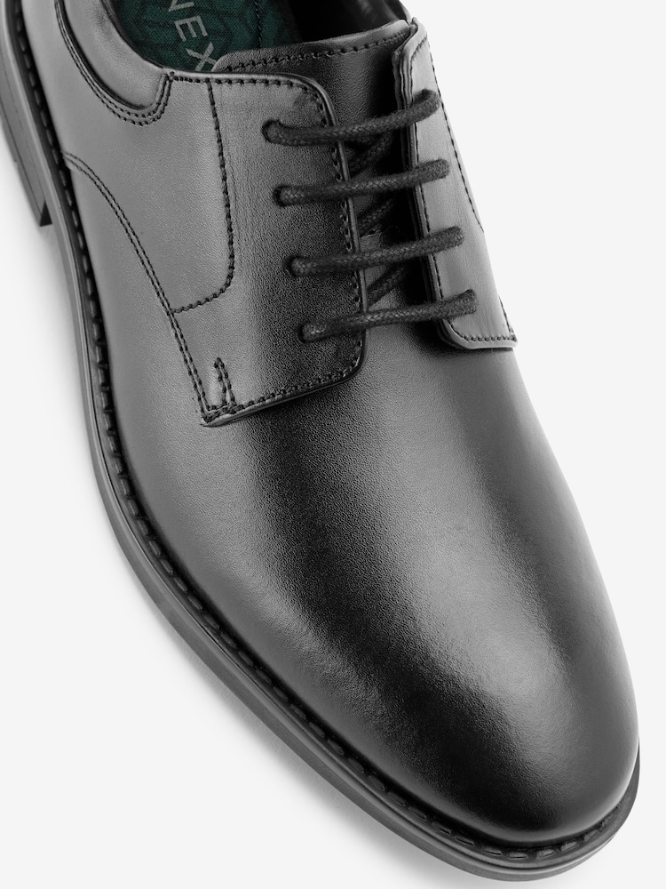 Black School Leather Plain Front  Lace-Up Shoes - Image 5 of 9