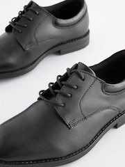 Black School Leather Plain Front  Lace-Up Shoes - Image 6 of 9