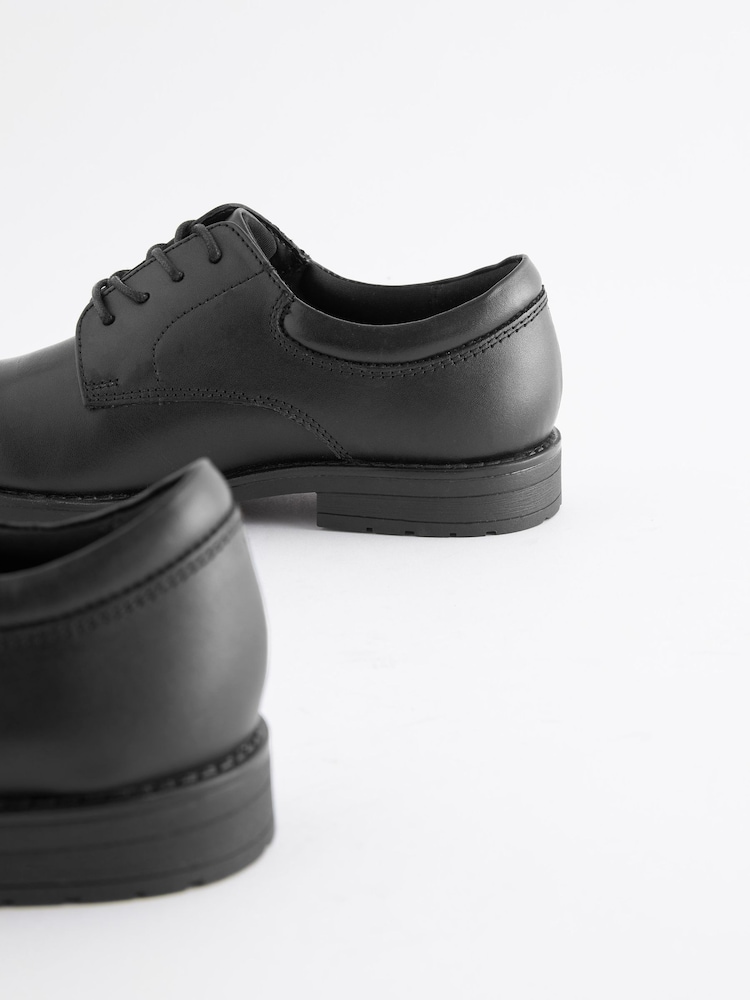 Black School Leather Plain Front  Lace-Up Shoes - Image 7 of 9