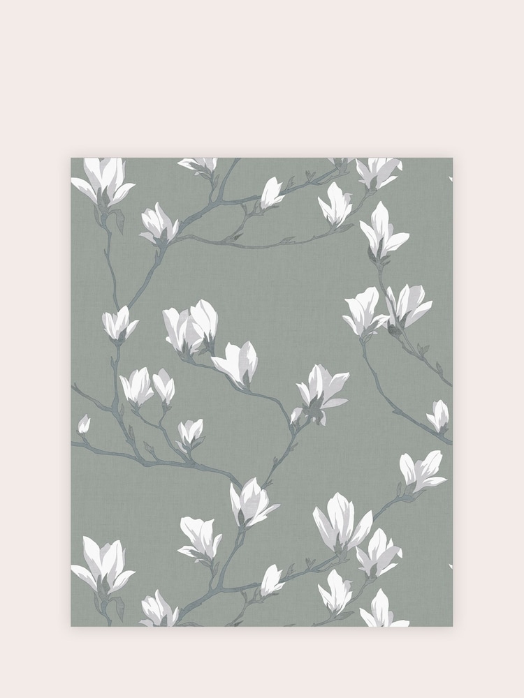 Laura Ashley Slate Magnolia Grove A4 Wallpaper Sample - Image 2 of 2