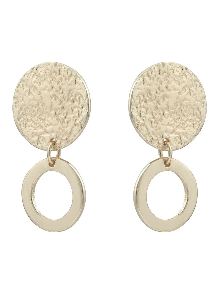 Oliver Bonas Gold Plated Anatola Textured Disc & Ring Drop Earrings - Image 2 of 2