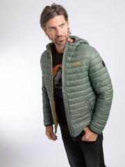 Weird Fish Green Flete Lightweight Showerproof Padded Hooded Jacket - Image 1 of 7
