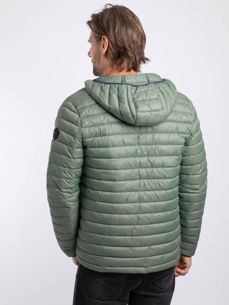 Weird Fish Green Flete Lightweight Showerproof Padded Hooded Jacket - Image 2 of 7 Weird Fish Green Flete Lightweight Showerproof Padded Hooded Jacket - Image 2 of 7