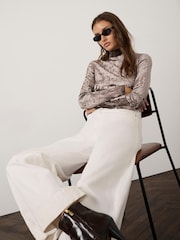 Mint Velvet Brown Velvet High Neck Top - Image 6 of 8