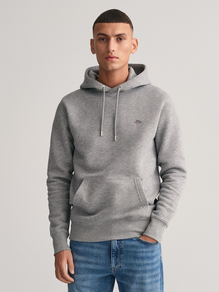 GANT Grey Regular-Fit Shield Hoodie - Image 1 of 5