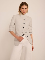 Mint Velvet Grey Stand Collar Blazer - Image 1 of 8
