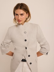 Mint Velvet Grey Stand Collar Blazer - Image 3 of 8