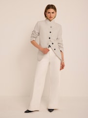 Mint Velvet Grey Stand Collar Blazer - Image 6 of 8