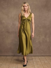Grün - Mint Velvet Midikleid aus Satin mit Spitzen-Detail - Bild 1 von 8