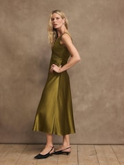 Grün - Mint Velvet Midikleid aus Satin mit Spitzen-Detail - Bild 5 von 8