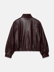 Mint Velvet Red Funnel Neck Leather Jacket - Image 8 of 8