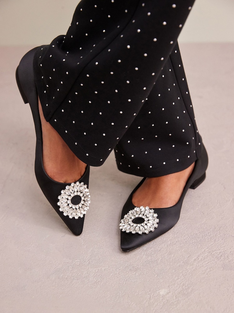 Black Forever Comfort® Jewel Trim Point Toe Shoes - Image 1 of 1 Black Forever Comfort® Jewel Trim Point Toe Shoes - Image 1 of 1
