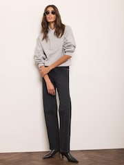 Mint Velvet Grey Cotton Blend Zip Detail Hoodie - Image 6 of 8
