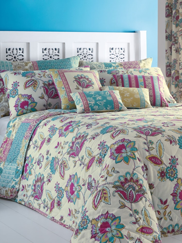 Dreams & Drapes Blue Marinelli Floral Bedspread - Image 1 of 2 Dreams & Drapes Blue Marinelli Floral Bedspread - Image 1 of 2
