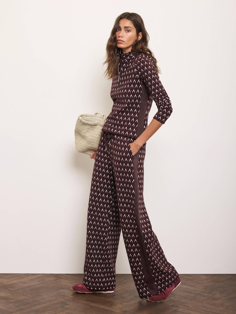 Punainen - Mint Velvet Jacquard Leveälahkeiset Housut - Kuva 1 / 7
