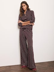 Punainen - Mint Velvet Jacquard Leveälahkeiset Housut - Kuva 4 / 7