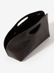 Mint Velvet Brown Maya Leather Croc Effect Clutch Bag - Image 4 of 4