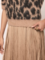 Mint Velvet Brown Leopard Print 2-In-1 Midi Dress - Image 3 of 7