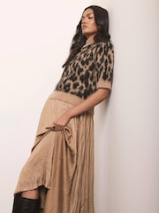 Mint Velvet Brown Leopard Print 2-In-1 Midi Dress - Image 5 of 7