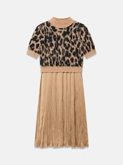 Mint Velvet Brown Leopard Print 2-In-1 Midi Dress - Image 6 of 7