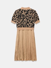 Mint Velvet Brown Leopard Print 2-In-1 Midi Dress - Image 7 of 7