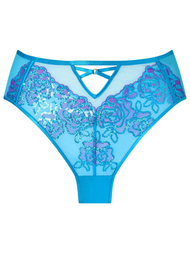 Ann Summers Blue Pearlescent Sequin Embroidery Brazilian Knickers - Image 5 of 5 Ann Summers Blue Pearlescent Sequin Embroidery Brazilian Knickers - Image 5 of 5