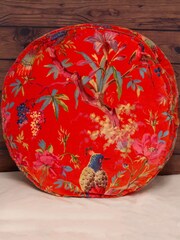 Riva Paoletti Orange Paradise Round Velvet Polyester Filled Cushion - Image 1 of 2