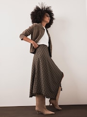 Mint Velvet Check Hanky Hem Midi Skirt - Image 1 of 7